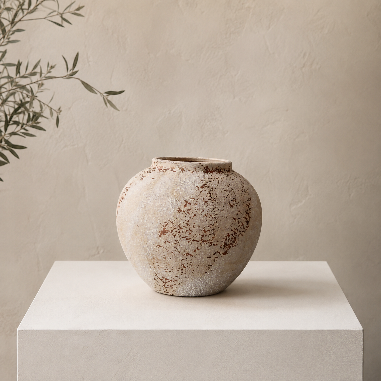 Avignon Aged Ceramic Vase – Round